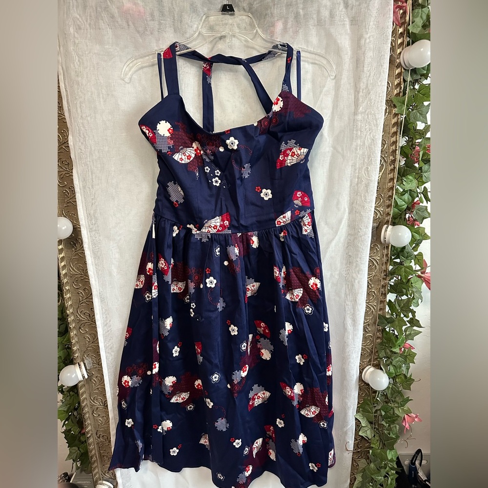 Collectif Cherry blossom & fans dress L